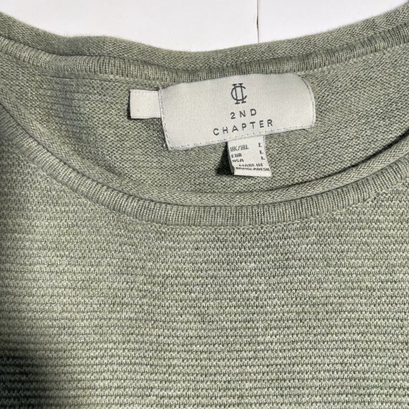 2nd Chapter Pale Green Long Sleeve Sweater Top Ribbed Knit Size Large - Picture 5 of 8